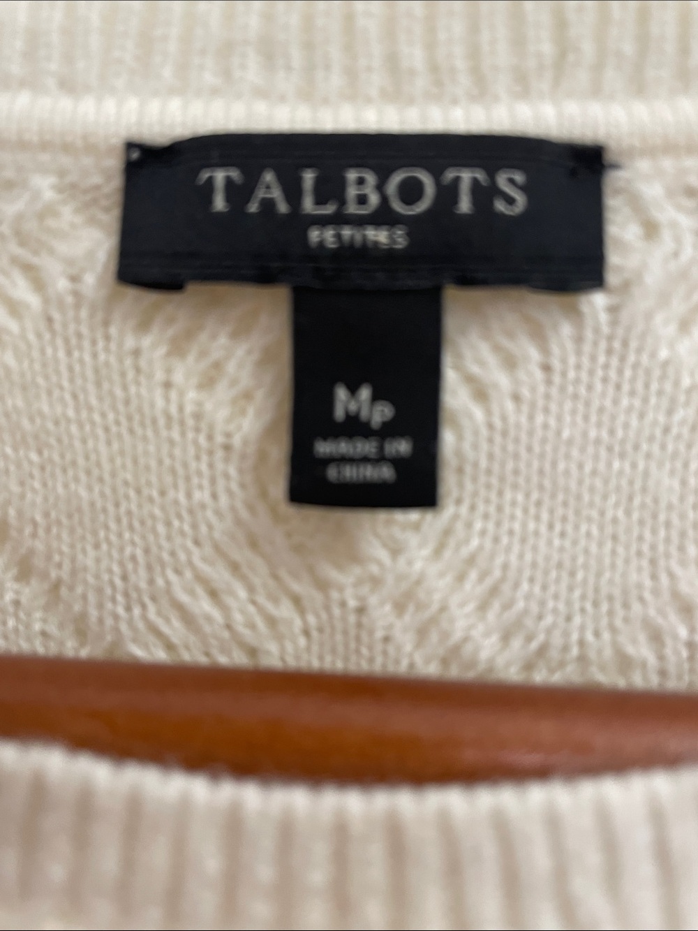 Talbots Ivory Cable-Knit Button-Shoulder Sweater - Picture 2 of 5